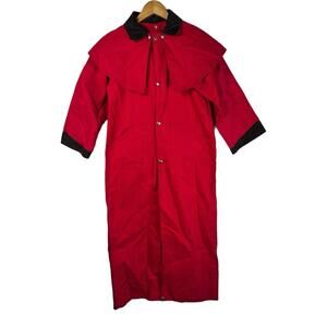 Sheyenne Red Rodeo Duster Coat Snap Button Corduroy Trim SZ 12 Western USA Made